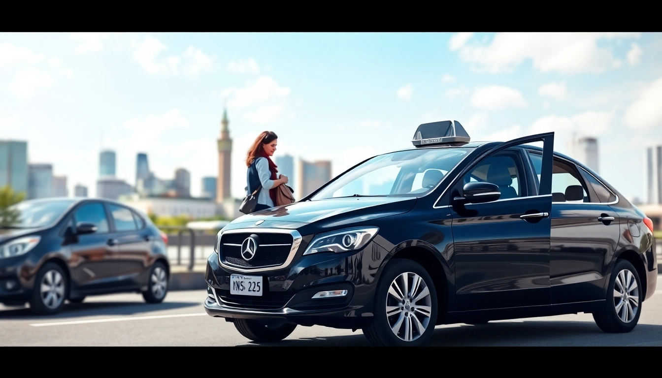 Offering LONG DISTANCE TAXI TRANSFERS with a professional driver assisting a satisfied passenger.