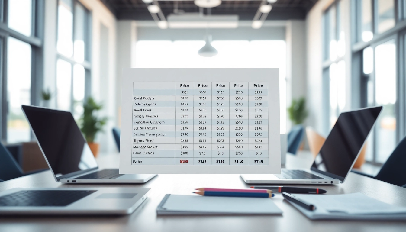 Analyze competitor pricing through a detailed chart in a professional office setting.