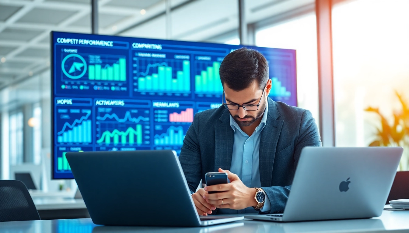 Analyze competitor metrics with AI for competitive intelligence in a modern workspace.