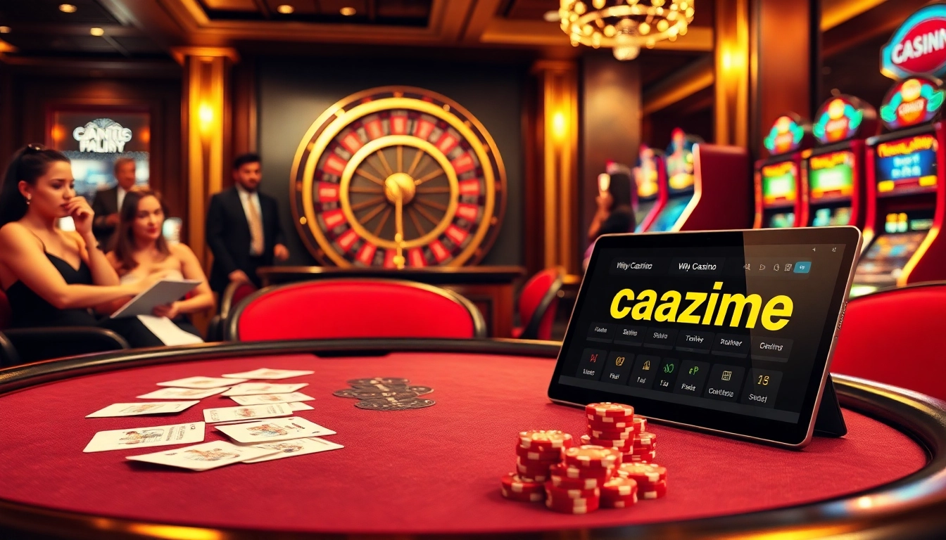 Players enjoying a thrilling blackjack game at https://whycazino.com/ with vibrant chips and a roulette wheel.