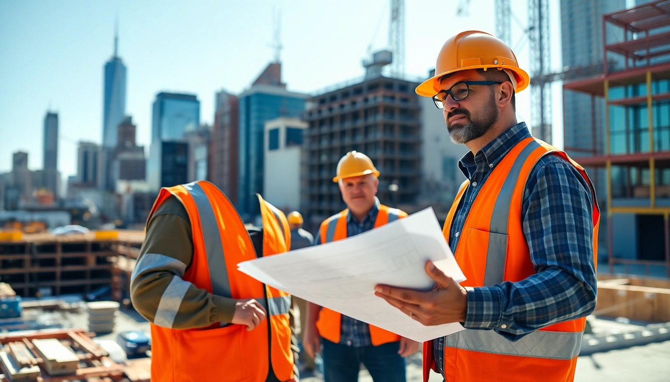 Manhattan Commercial General Contractor directs construction activities in a vibrant urban setting.