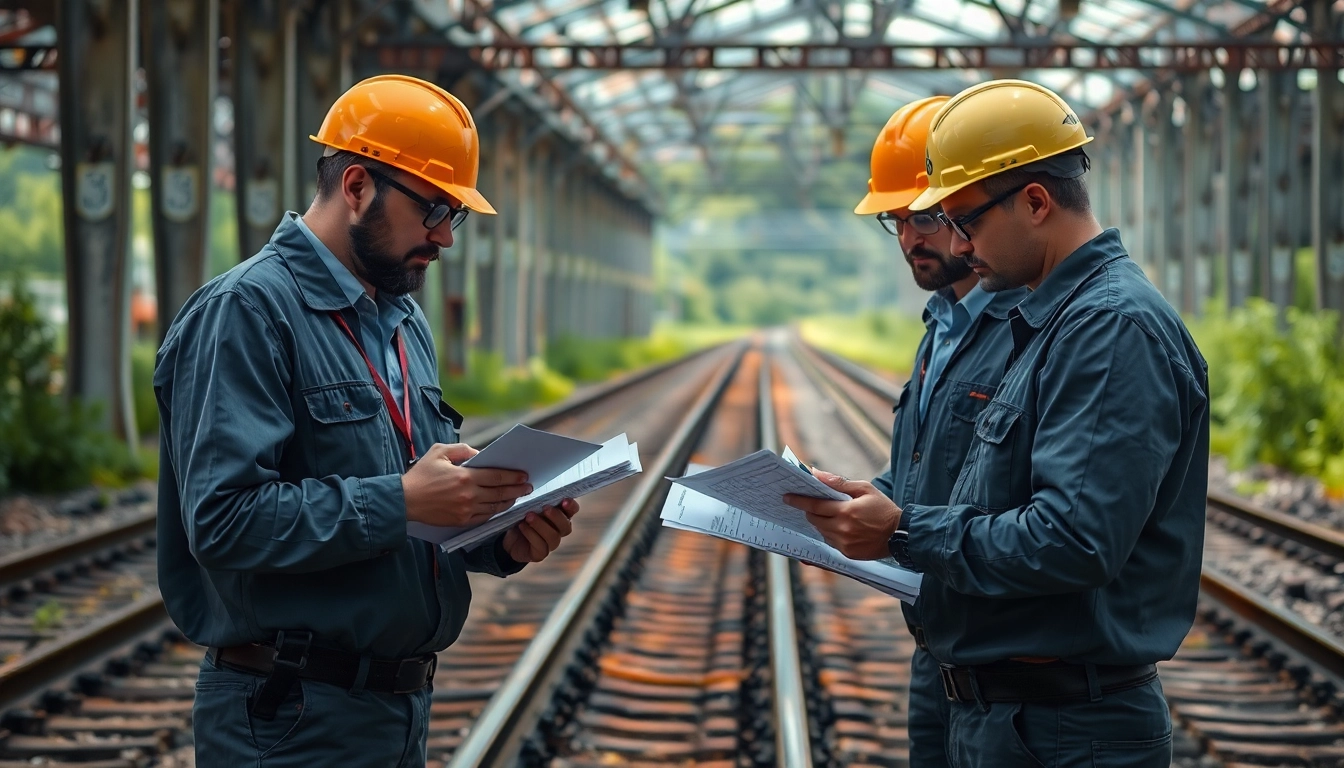 Track Inspectors Near Me conducting detailed inspections in an industrial environment.