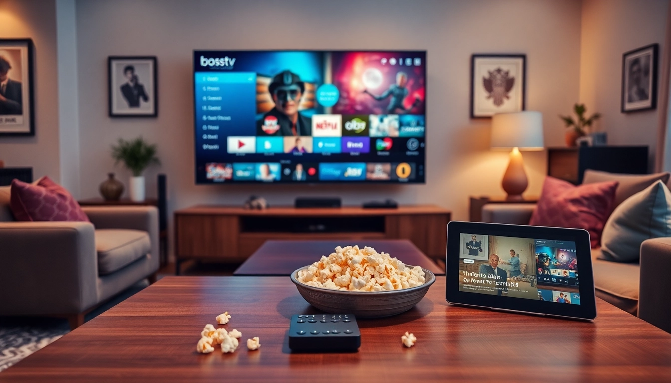 Engaging viewing experience with https://bosstv.ca on a modern TV setup.