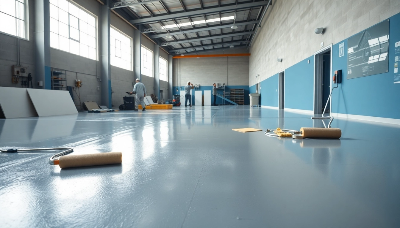 Showcasing surfacing solutions applied in a modern industrial workspace with professional aesthetics.