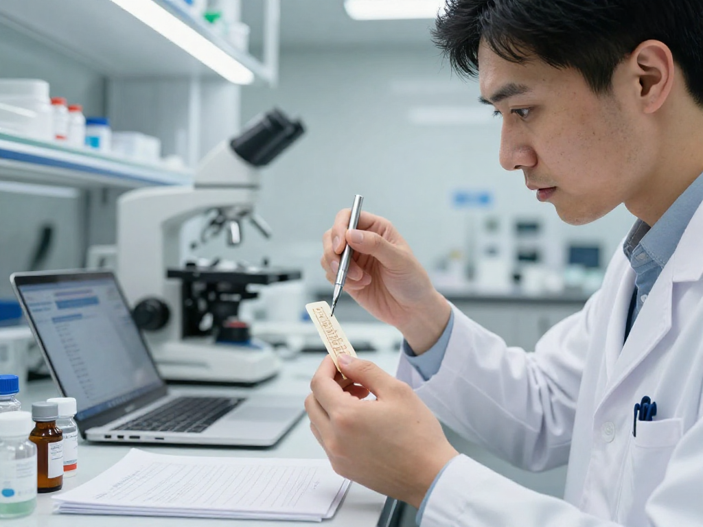 BPC 157 Benefits in a scientific lab, showcasing innovative buccal strip research and ingredient analysis.
