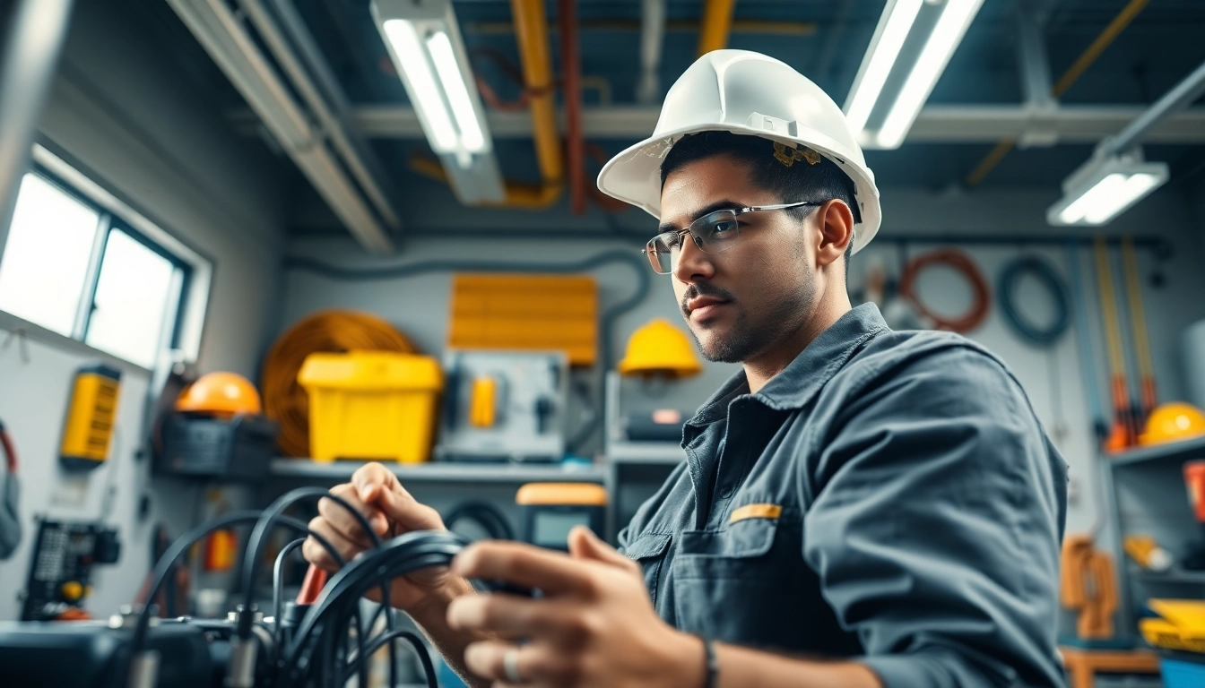Electrician demonstrating skills in an electrical apprenticeship program.