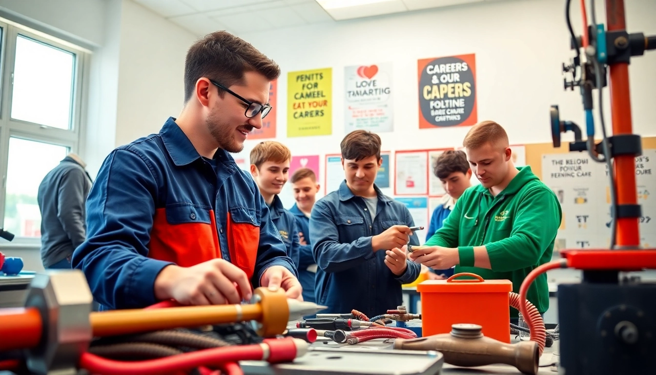 Active students training in hawaii trade schools for electrical and plumbing careers.