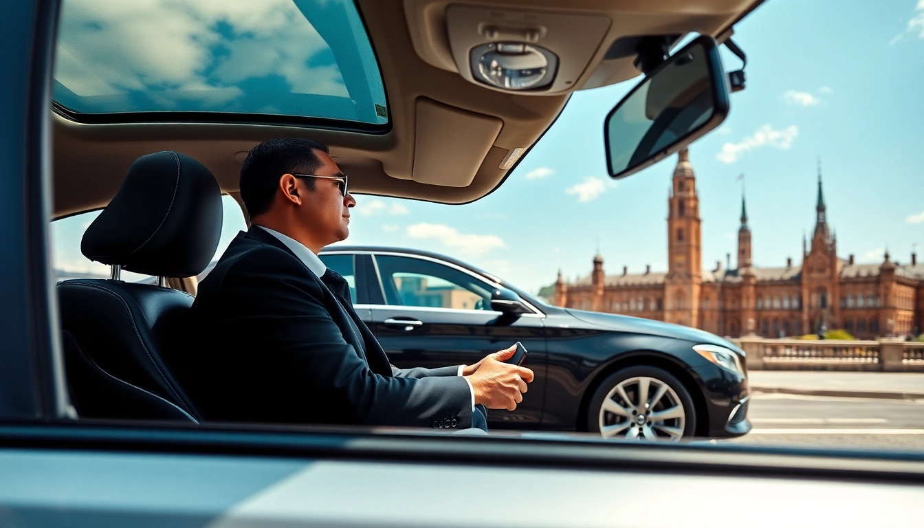 Chauffeur Services Nottingham featuring a professional chauffeur in a luxury vehicle.