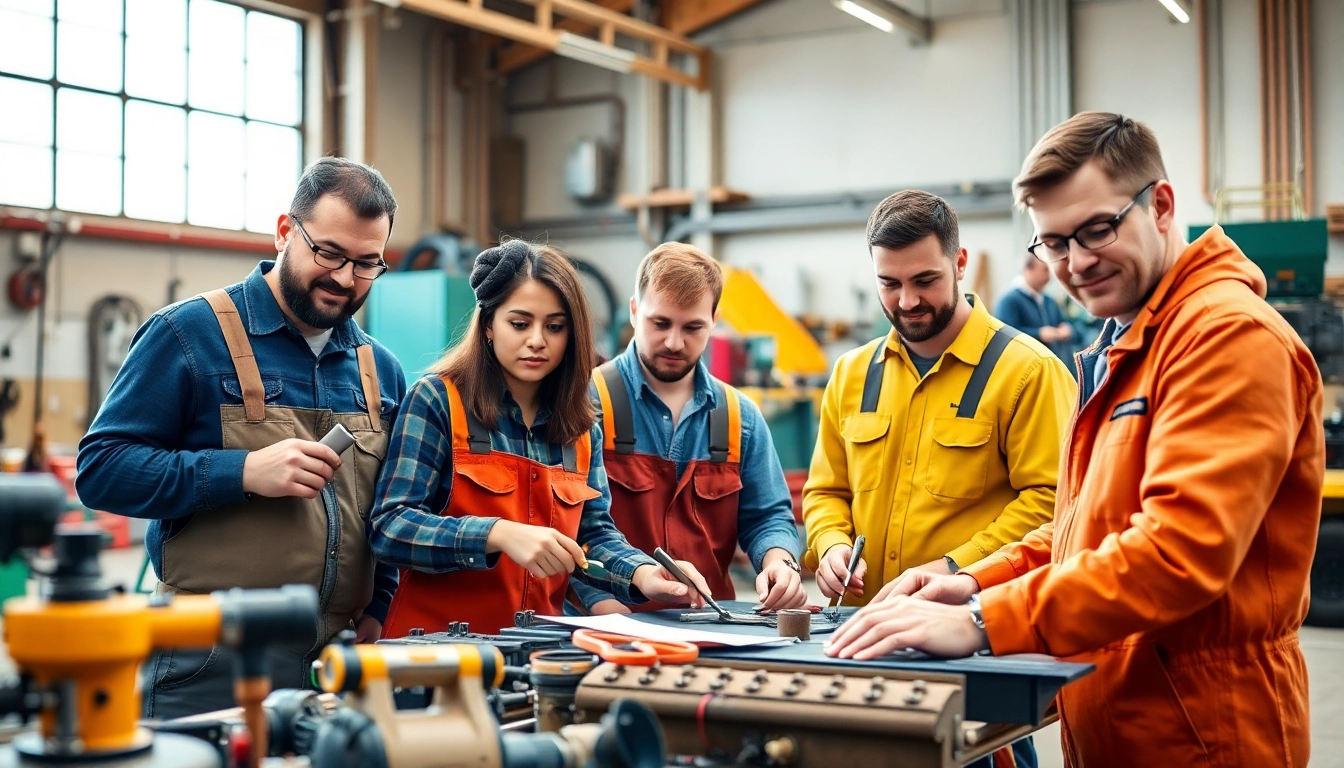 Participants in skilled trades training collaborating in an inspiring workshop setting.