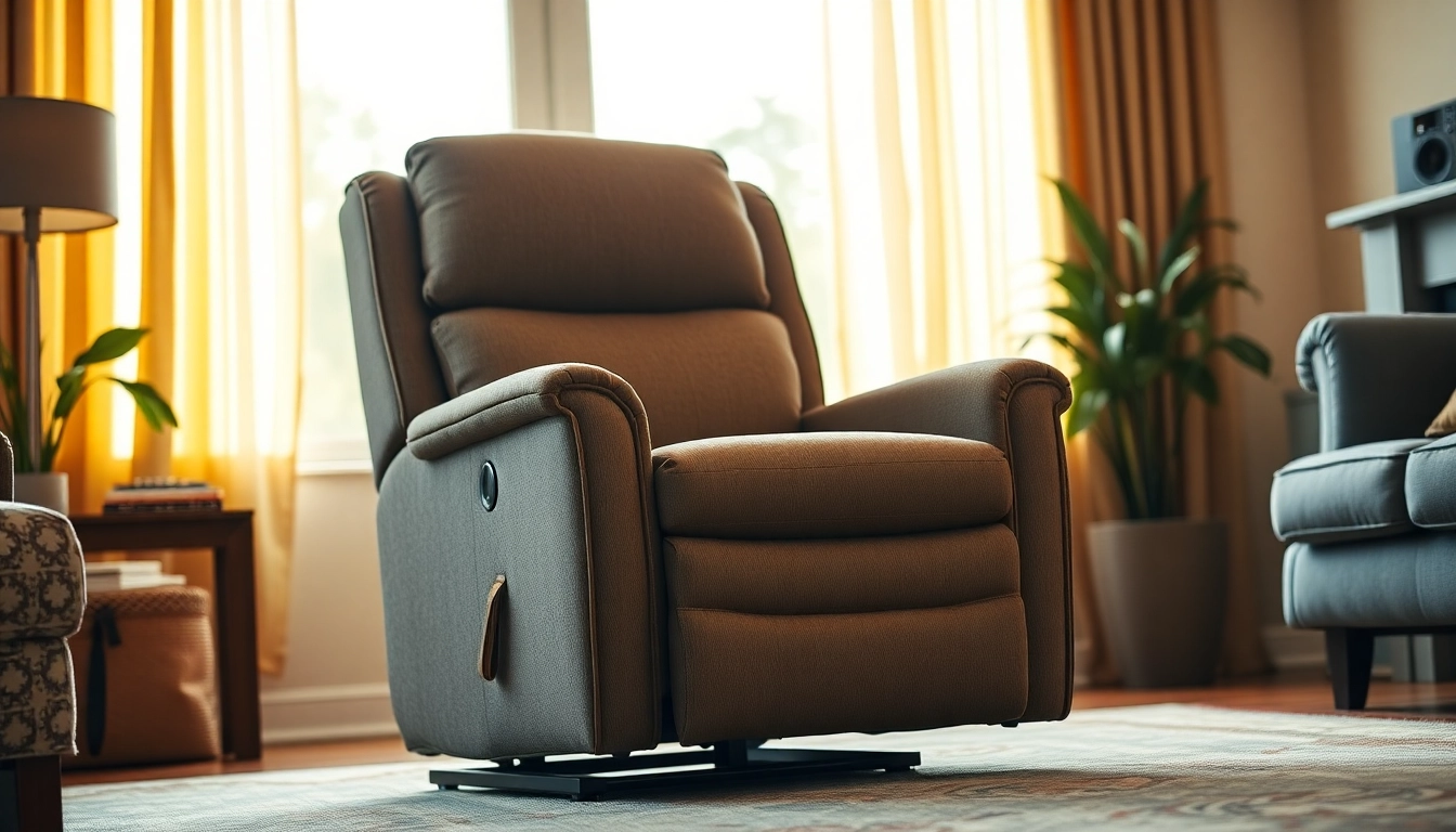 Comfortable tall man lift recliner enhancing a cozy living room with natural light.