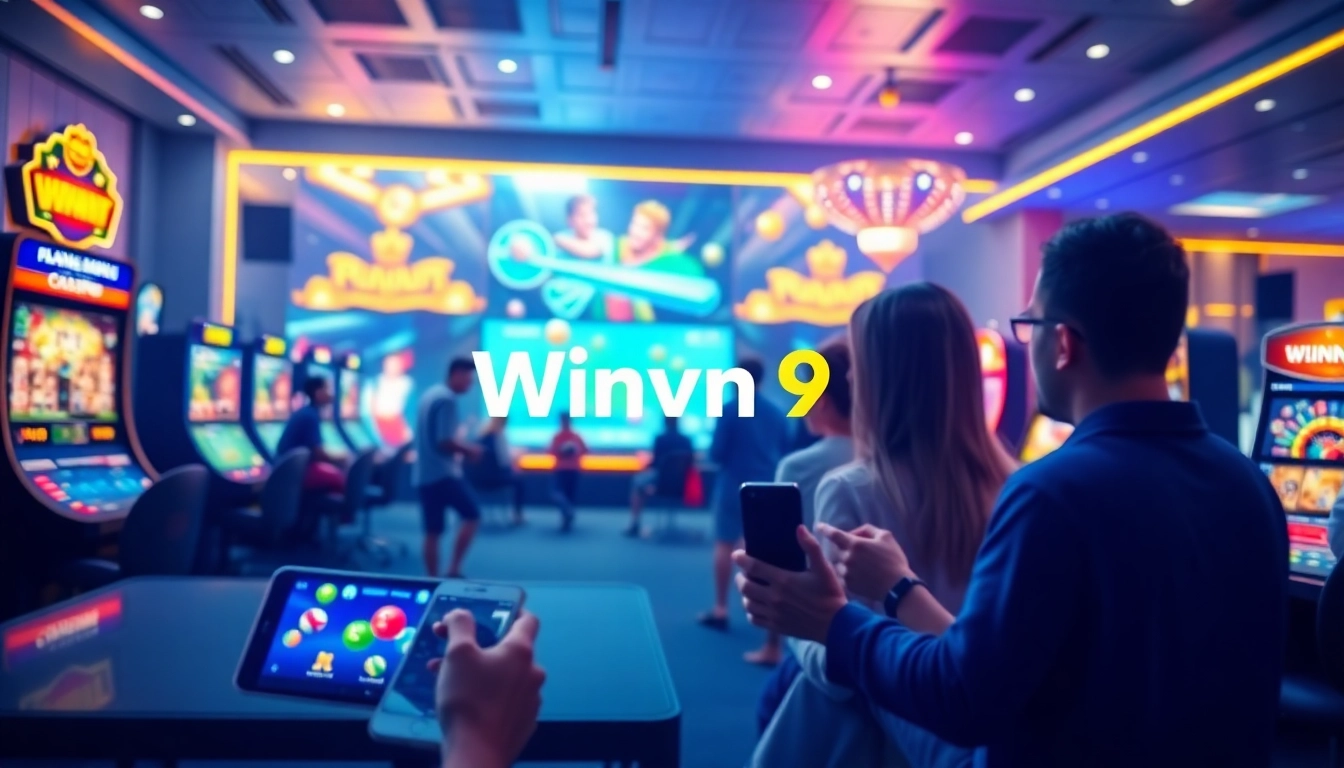 Vibrant online gaming interface featuring Winvn 9, showcasing sports, casino, and slot games.