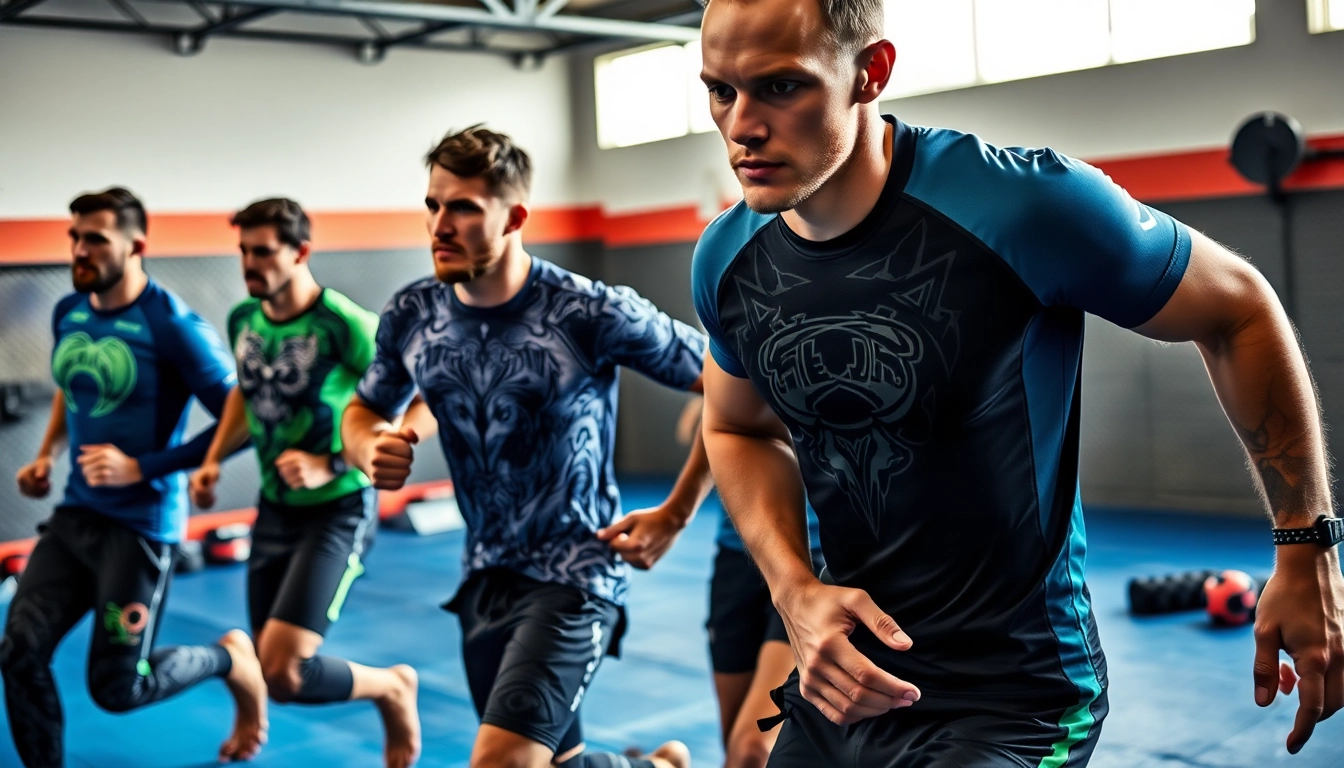 Showcase of BJJ Rash Guard Sets on models, highlighting design details and athletic movement.