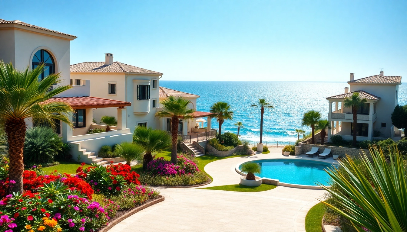 Stunning villas property for sale in alanya with Mediterranean Sea views and beautiful landscaping.