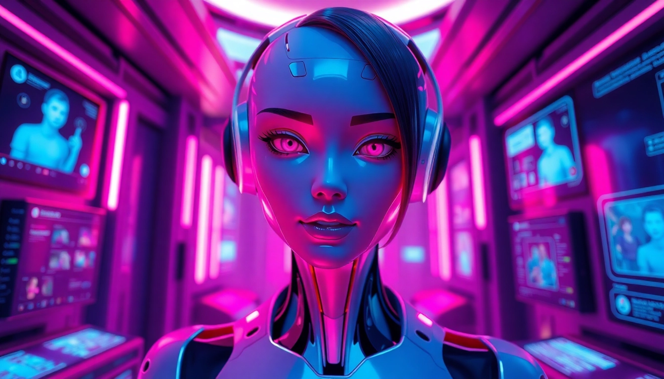 Engaging NSFW AI chatbot visual in a futuristic digital setting
