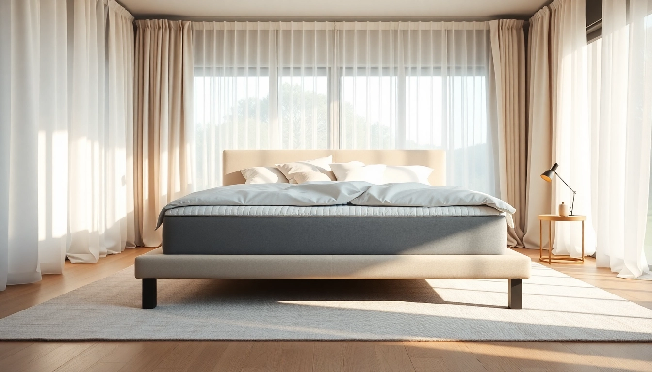 A thin mattress box spring elegantly positioned in a stylish bedroom setting.