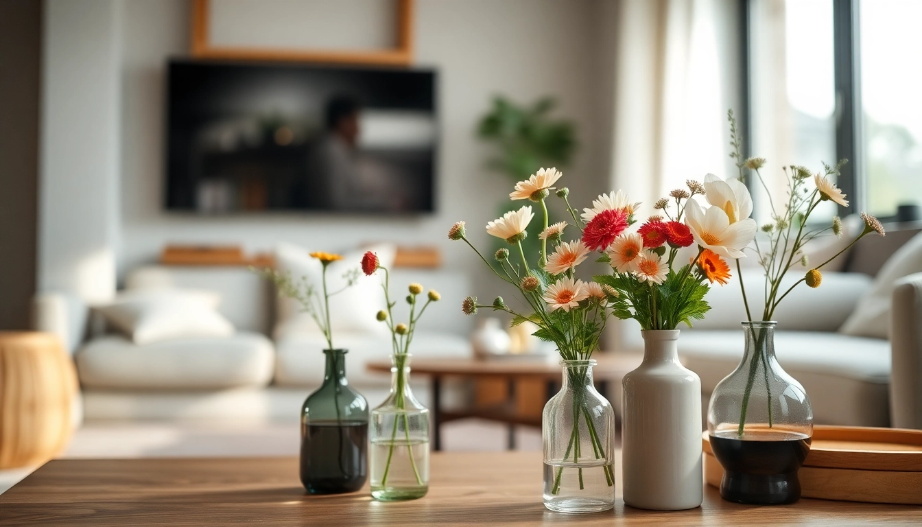 Stylish bud vases arrangement showcasing unique designs and floral accents.