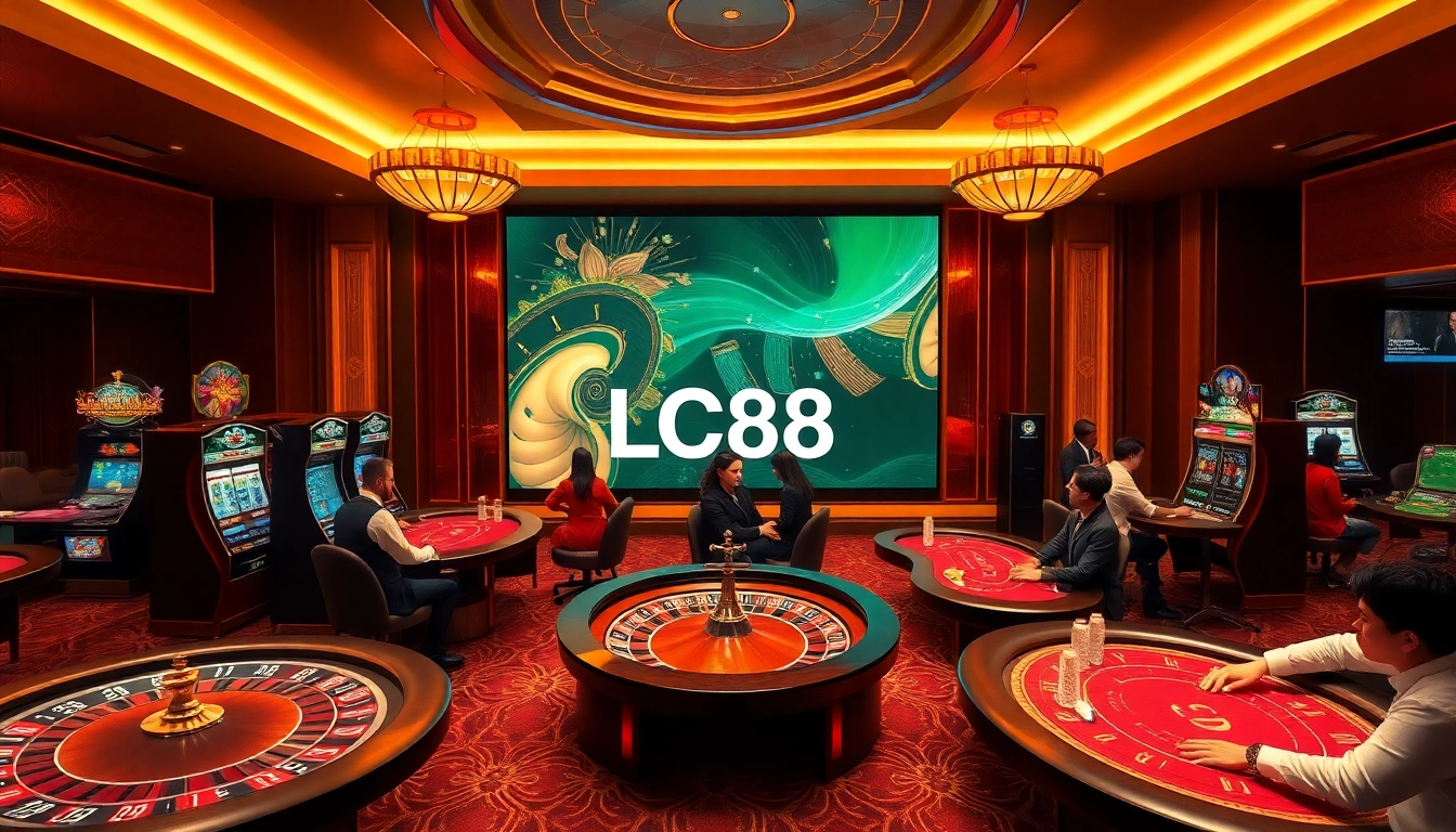Experience thrilling gameplay at LC88 with professional poker tables and vibrant slot machines.