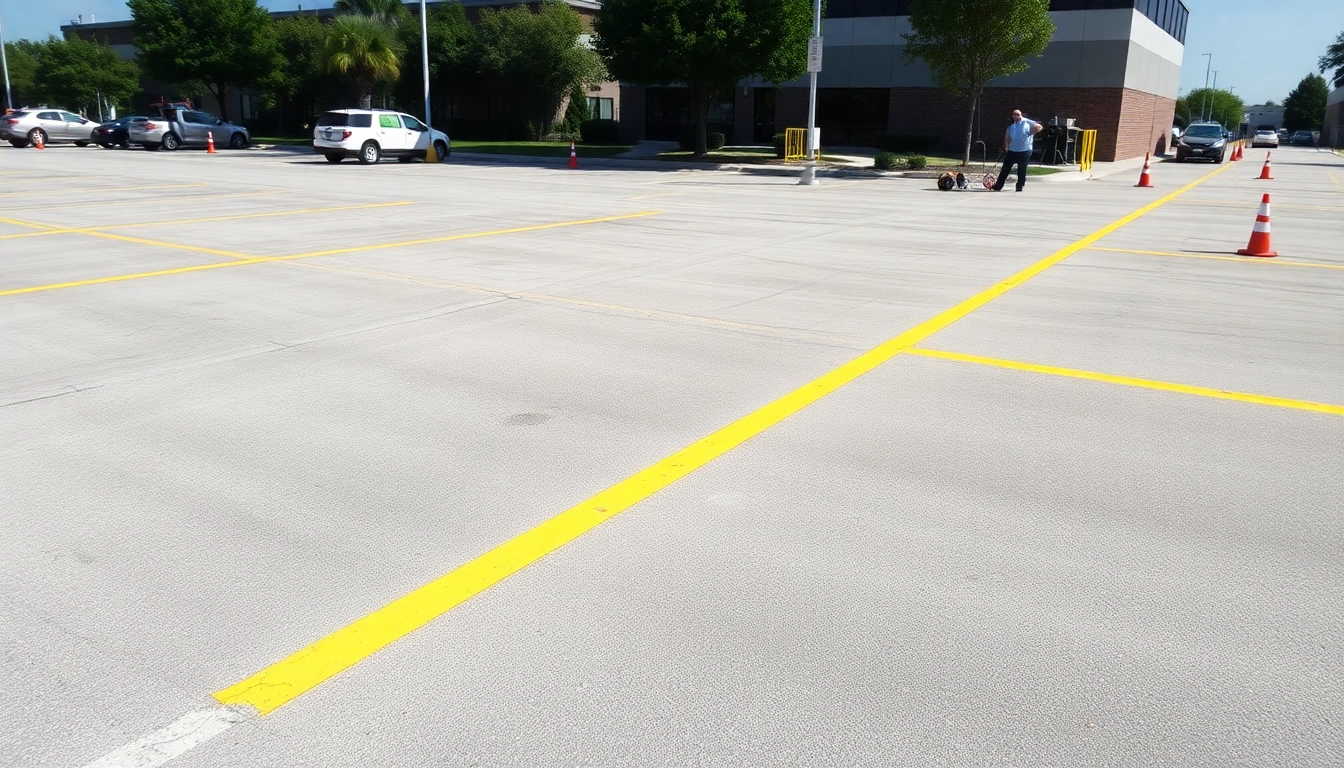 Experience expert parking lot striping Lakeland Drive Jackson MS for enhanced safety and organization.