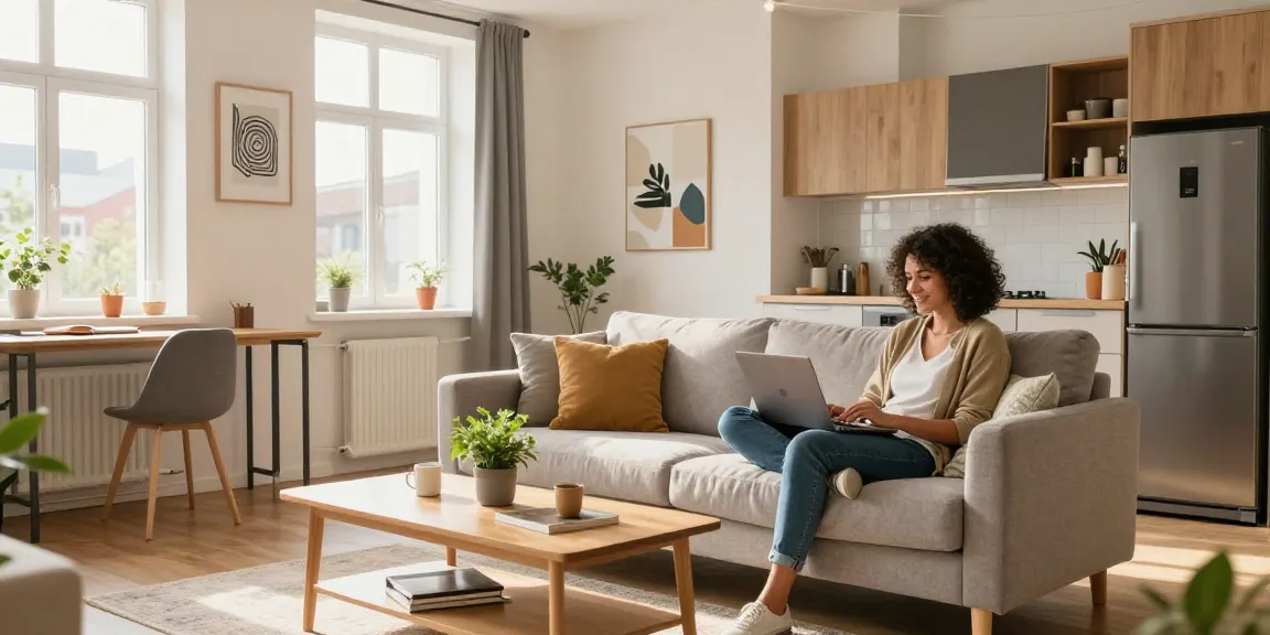 Moderne und einladende Monteurwohnung Hannover mit gemütlichem Wohnzimmer und natürlichem Licht.