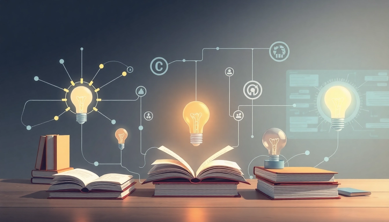 Visualize the flow of information through digital symbols and concepts in a modern infographic.