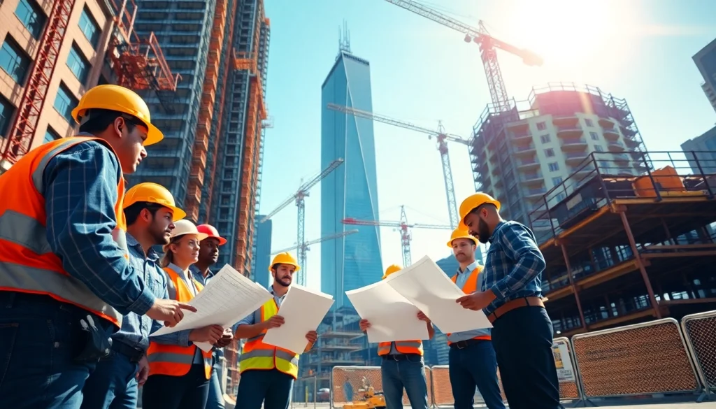 Engaged construction workers collaborate on-site under the expertise of a New York City General Contractor.