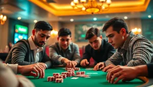 Rasakan serunya bermain Domino88 poker game dengan pemain antusias di meja poker yang berwarna-warni.