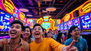 Permainan seru koi800 login game dengan pemain antusias di lingkungan gaming yang berwarna-warni.