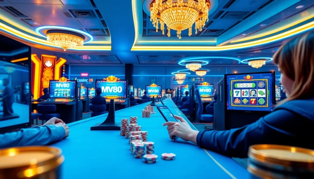 Engaging players enjoying the MV88 game in an exciting online casino atmosphere.