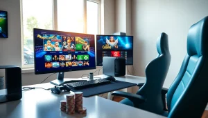 Engage with the excitement of new88 online gaming showcased in a vibrant digital setup.