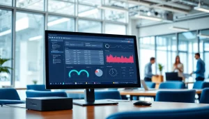 Visualisierung eines Order Entry Systems in einer modernen Büroumgebung mit Teamarbeit.