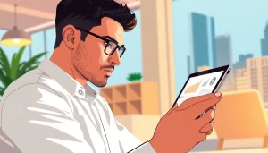 Analyze real estate analytics with a professional reviewing graphs and data on a digital tablet.