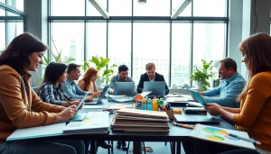 Creatieve bloesem in een modern kantoor van https://enqueteplein.nl, met samenwerkende ontwerpers.