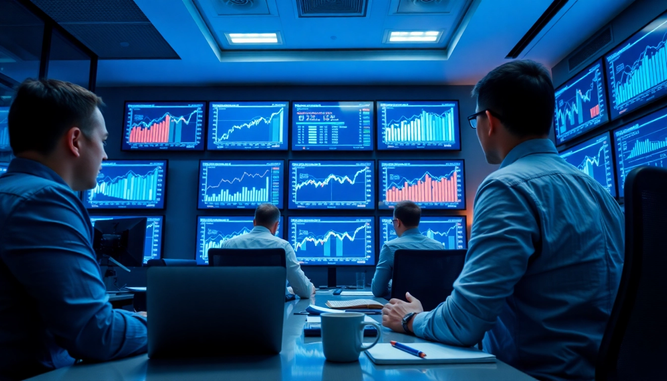 Analyze real estate analytics data with analysts discussing investment projects in a modern office.