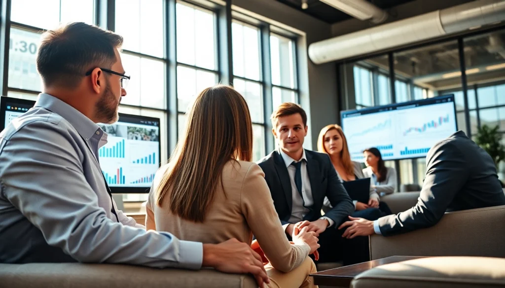 Connect with a financial advisor San Antonio in a modern office, showcasing professional discussion.