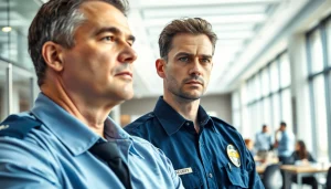 Security Company guard monitoring an office environment, ensuring safety and trust.