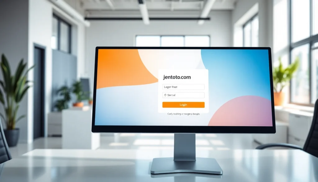 Masuk ke jentoto login dengan antarmuka modern dan menarik di layar komputer.