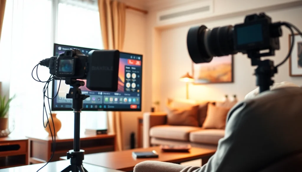 Gunakan diantogel pada layar komputer dalam suasana santai di ruang tamu yang modern.