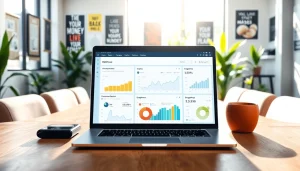 Engaging smm panel displayed on a laptop in a modern office setting