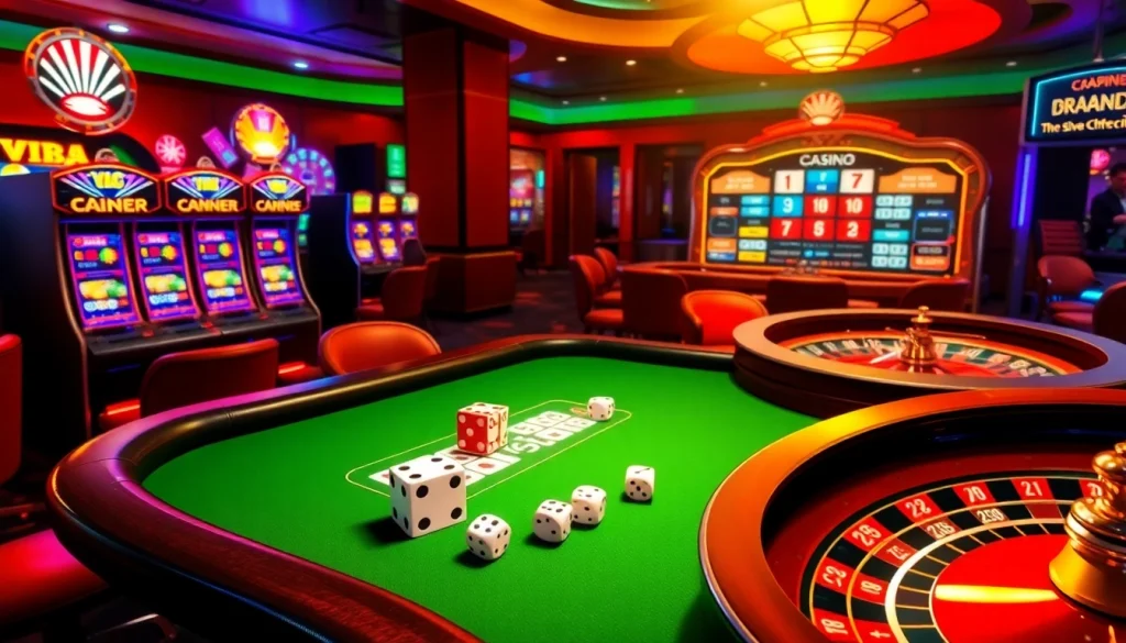 Casino games featuring exciting poker, roulette, and KJC AC 2 brand elements.