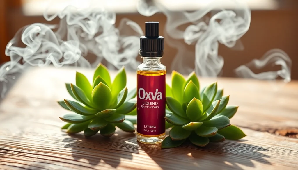 Genießen Sie Oxva Liquid aus einer stilvollen Vape-Pipeline auf einer rustikalen Holzoberfläche.