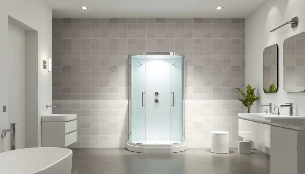La cabine de douche sirhona illuminée, offrant une expérience moderne et élégante pour votre salle de bain.