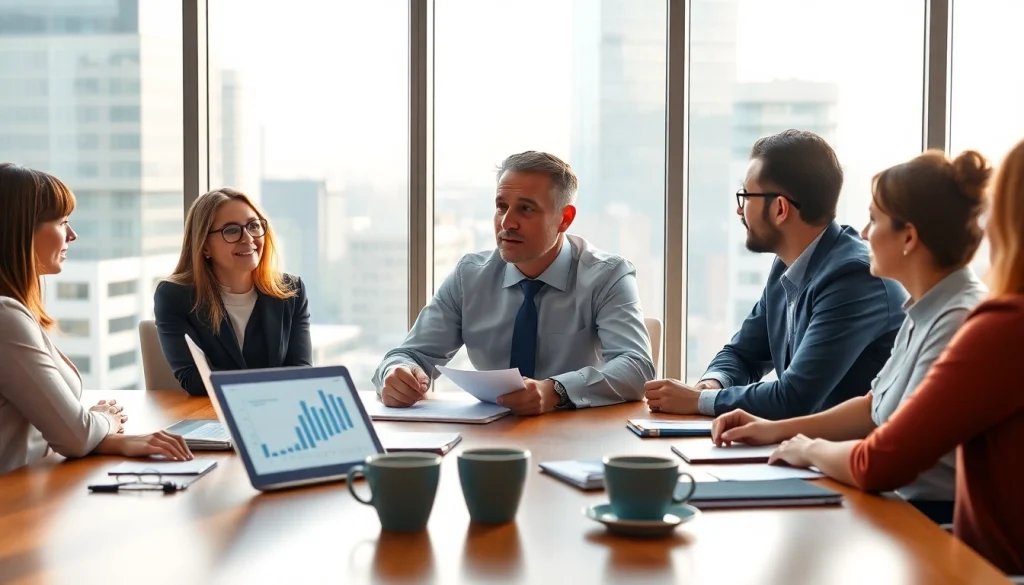 Beratung bei https://zukunftkapital.de im modernen Büro mit Finanzexperten und Klienten.