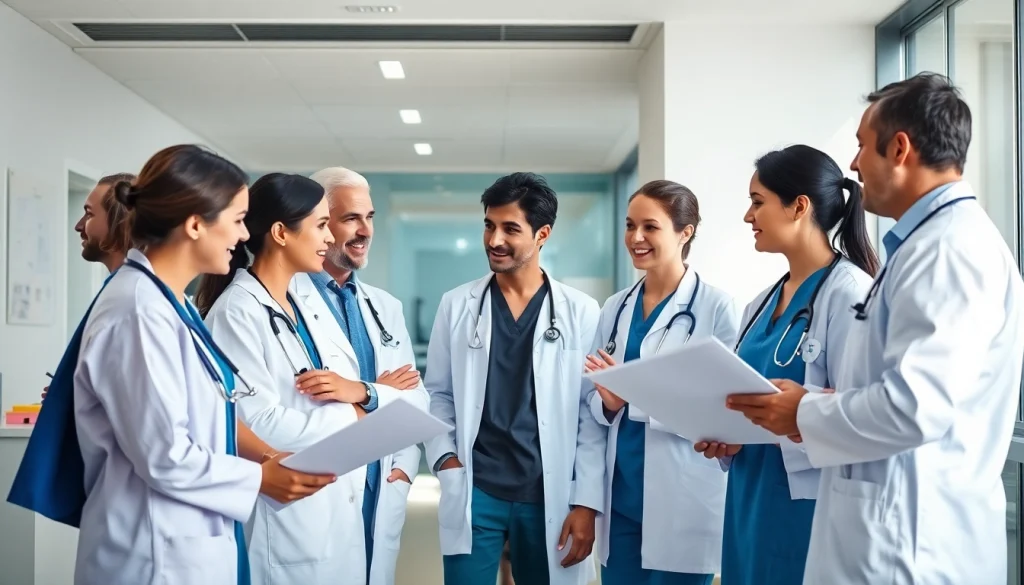 Health professionals collaborating in a modern clinic to enhance patient care.