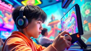 Masuk ke bolahiu login game melalui layar yang penuh warna dan gamer yang bersemangat.