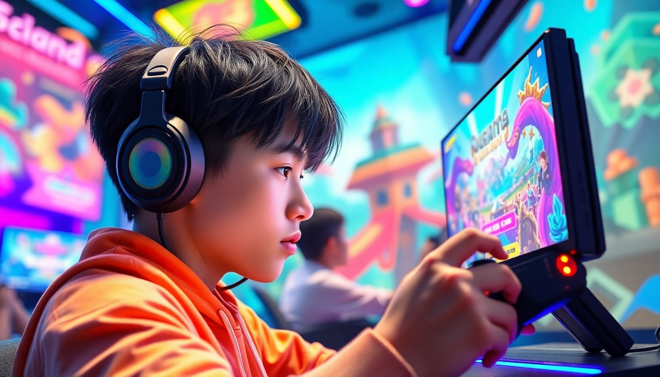 Masuk ke bolahiu login game melalui layar yang penuh warna dan gamer yang bersemangat.