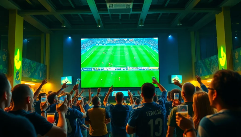 스포츠중계에서 다양한 스포츠 행사와 열정적인 팬들을 보여주는 장면