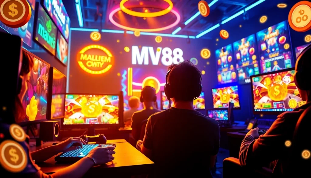 Exciting players engaging with the MV88 game online, highlighting thrilling gameplay and immersive experience.