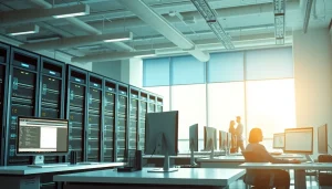 Enhancing virtualization Fredericksburg with a modern server setup and collaborative workspace.