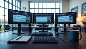 Engaged individuals in a typing center, focusing on enhancing their typing skills through modern techniques and exercises.