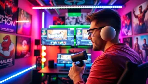 StreamGen platform showcased as a vibrant streamer in an energetic editing environment.